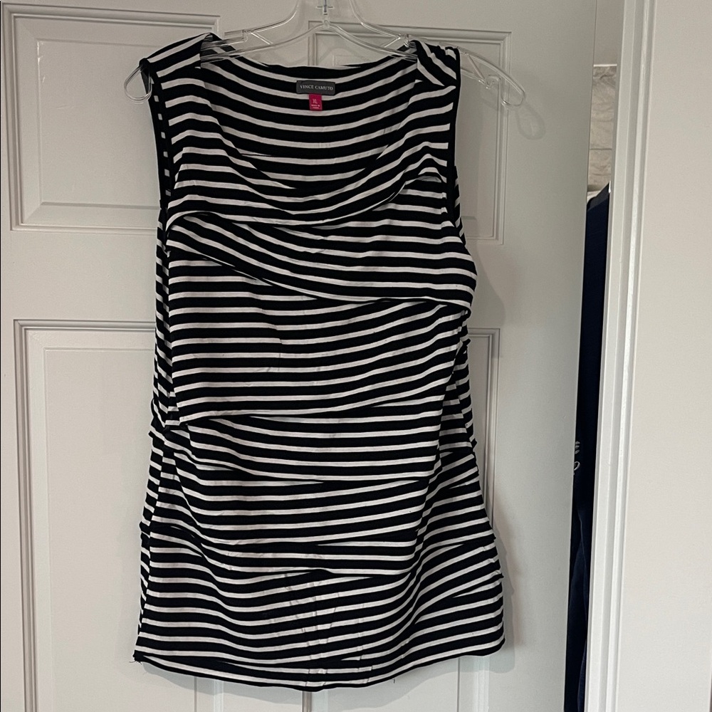 Vince Camuto Black and White Striped Top sleeveless